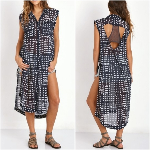 Free People Mercer Street Midnight Maxi Shirt - Picture 1 of 11